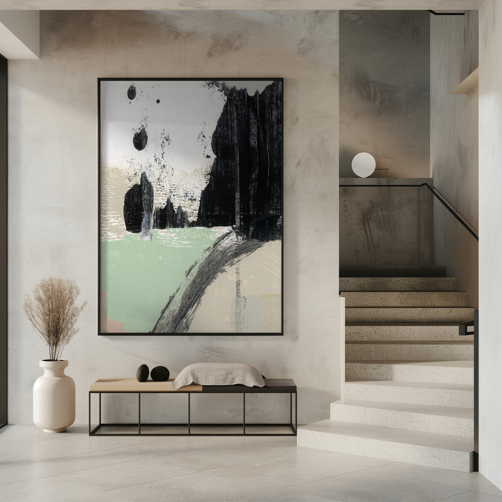 Dynamische penseelstreken en monochrome contrasten | Poster