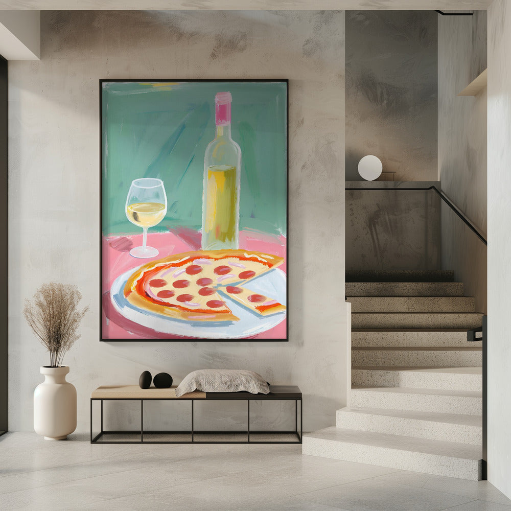 Pizza en wijn | Poster