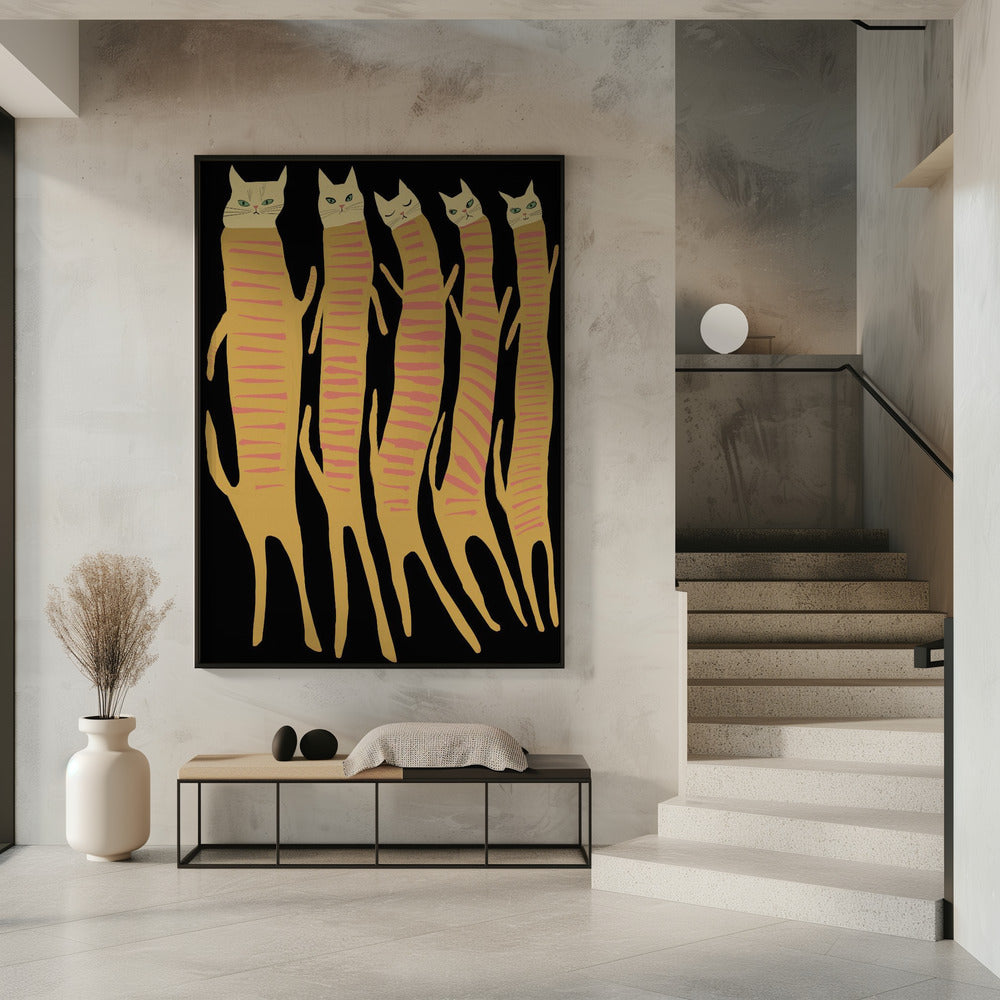 Vijf lange katten | Poster