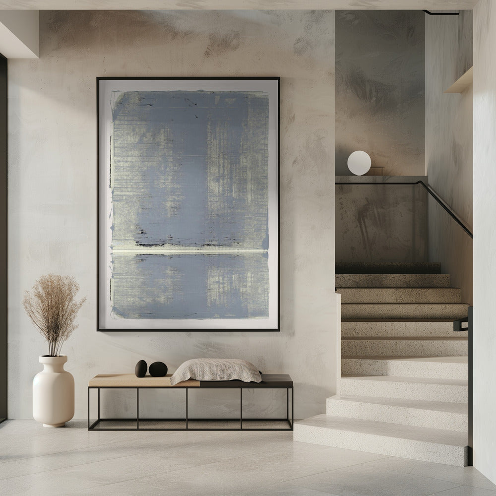Minimalistisch grijs abstract met horizontale lijn | Poster