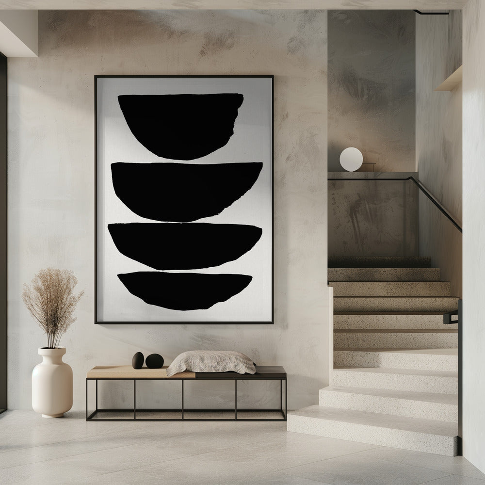 Minimalistische zwarte abstracte ellipsen | Poster