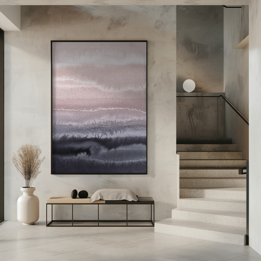 Binnen de getijden Zwart zandstrand | Poster