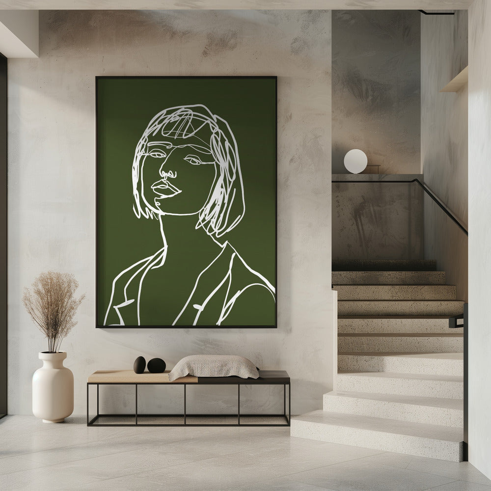 Lijnkunst vrouwelijk groen | Poster
