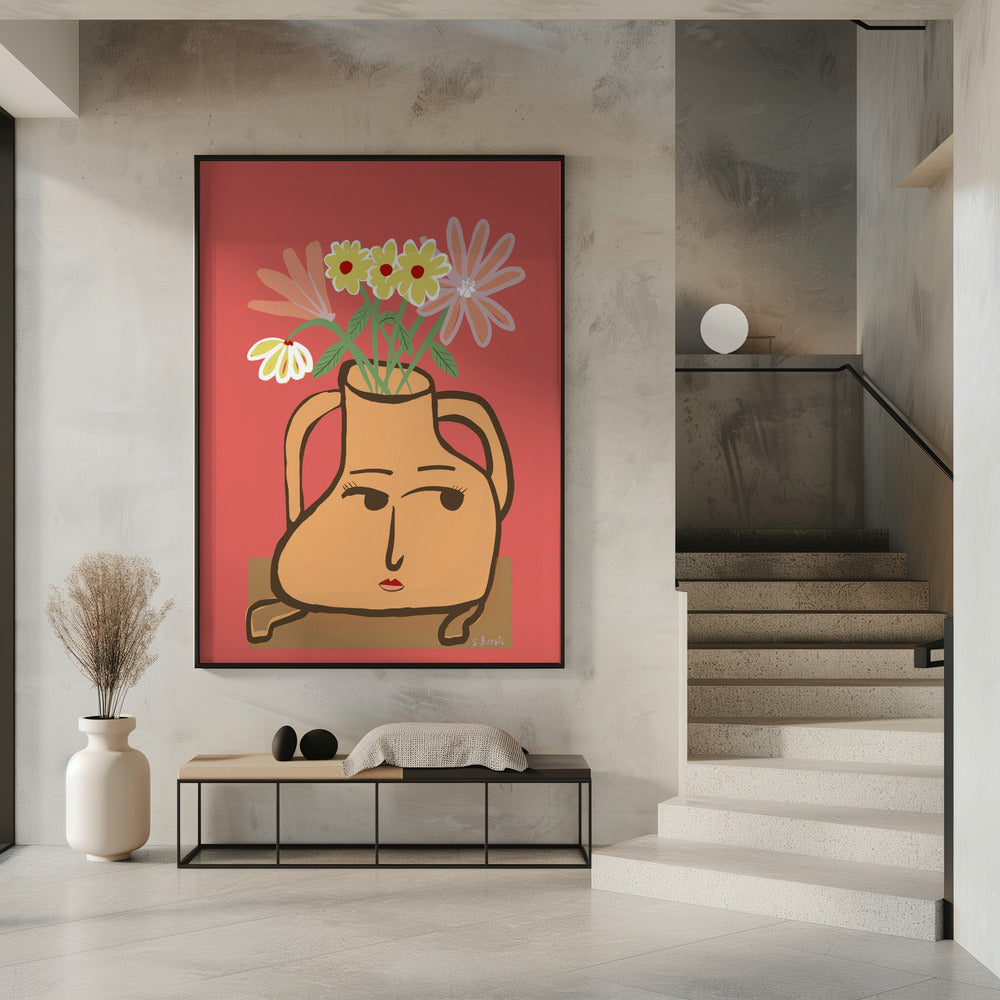 Dame vaas met bloemen | Poster