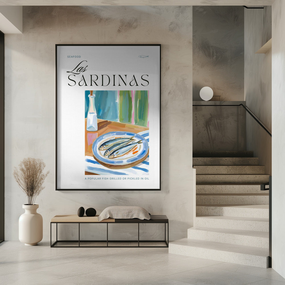 Bordje sardines met fles | Poster