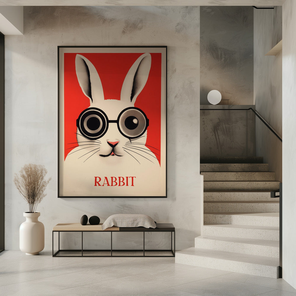 Konijn met oversized bril | Poster