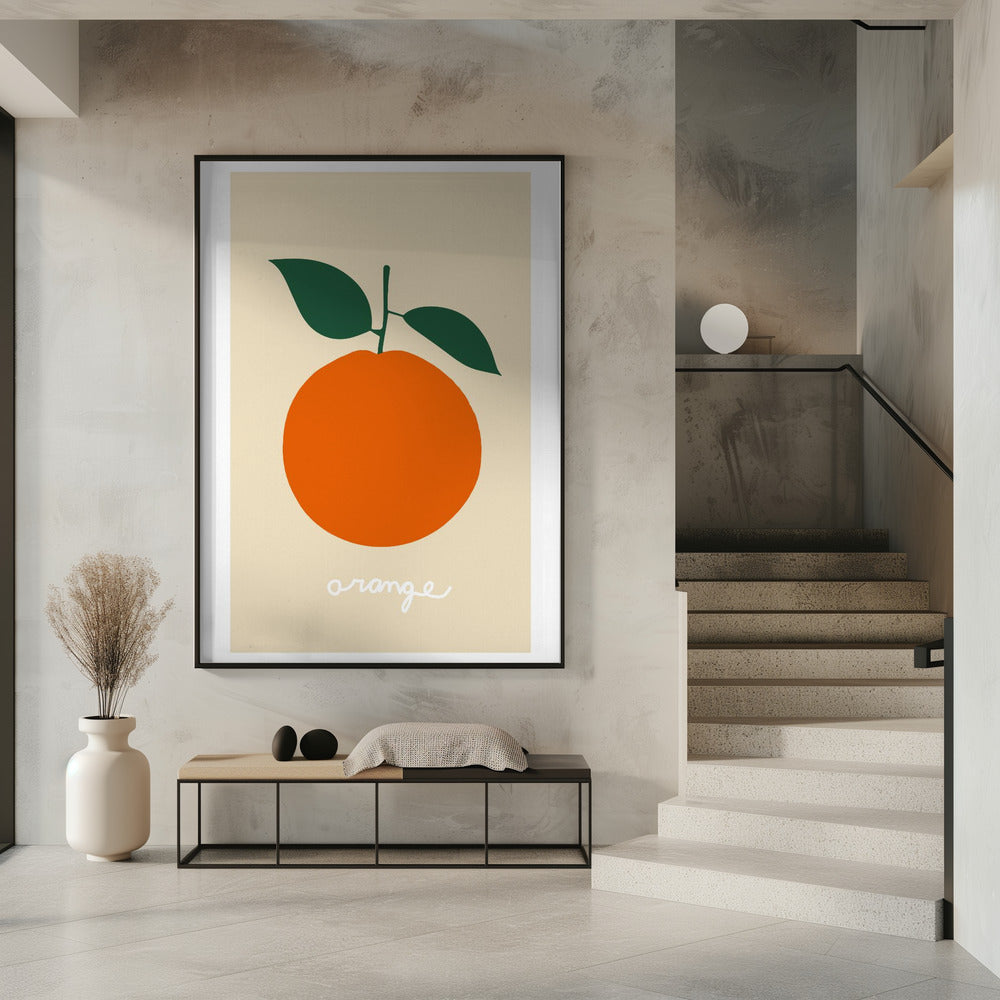Gestileerde sinaasappel met donkergroene bladeren | Poster