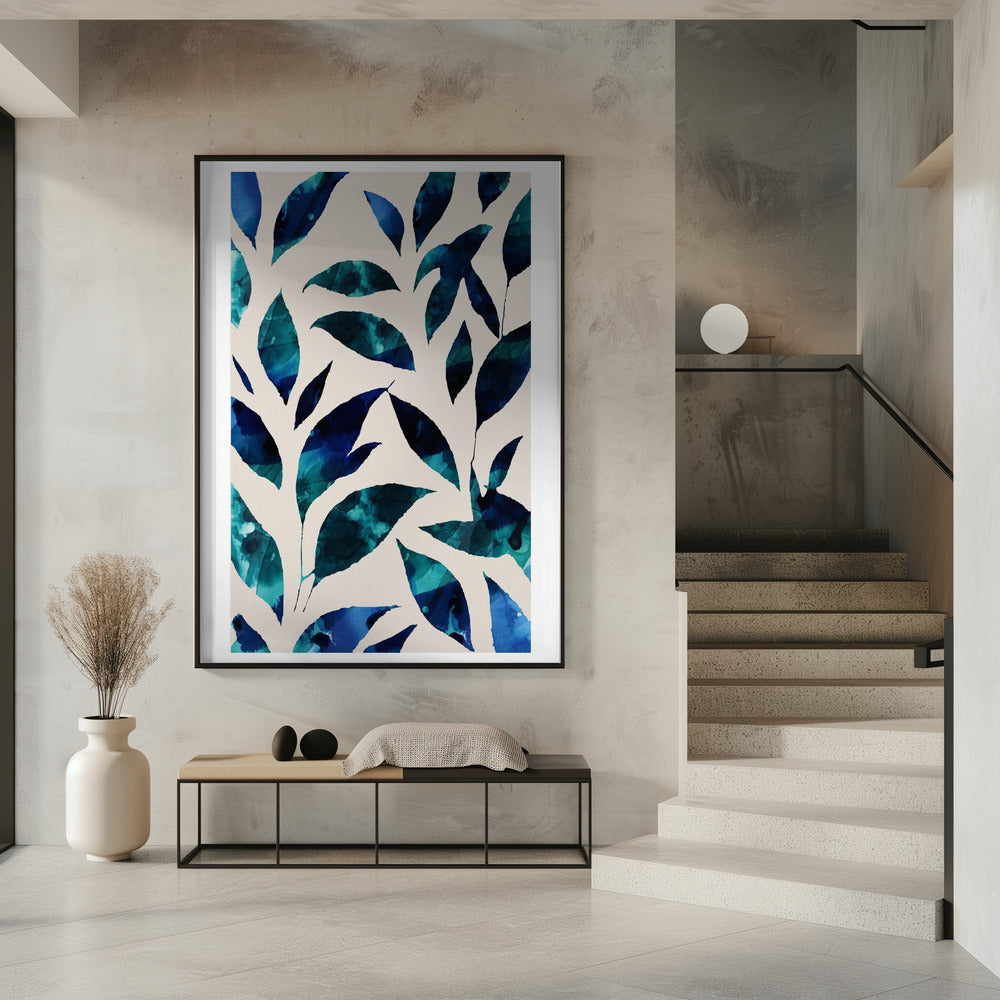 Leaves In Shades Of Blue And Green | Poster