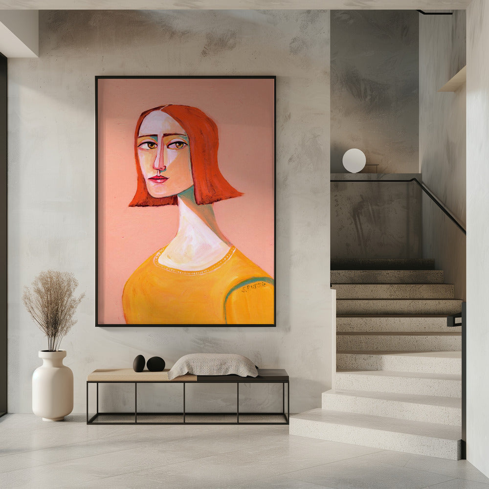 Roodharige dame met de look | Poster
