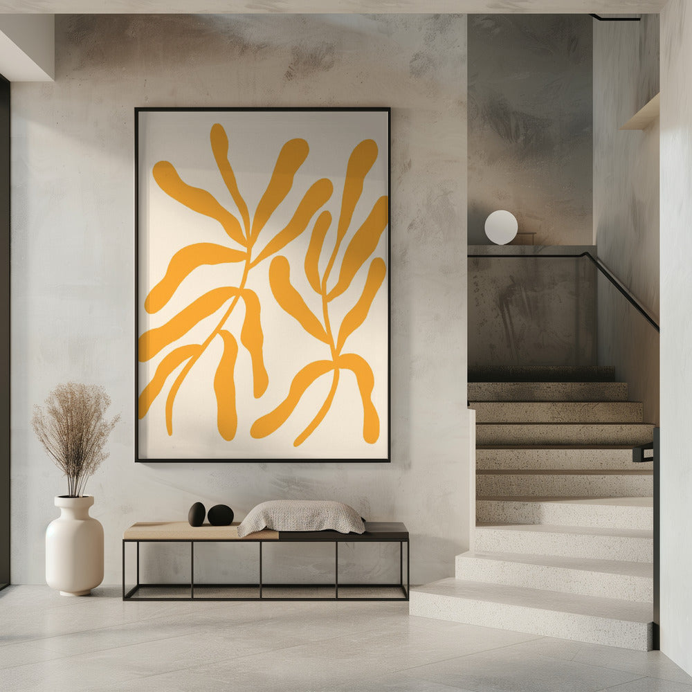Silhouetten van gele bladeren | Poster