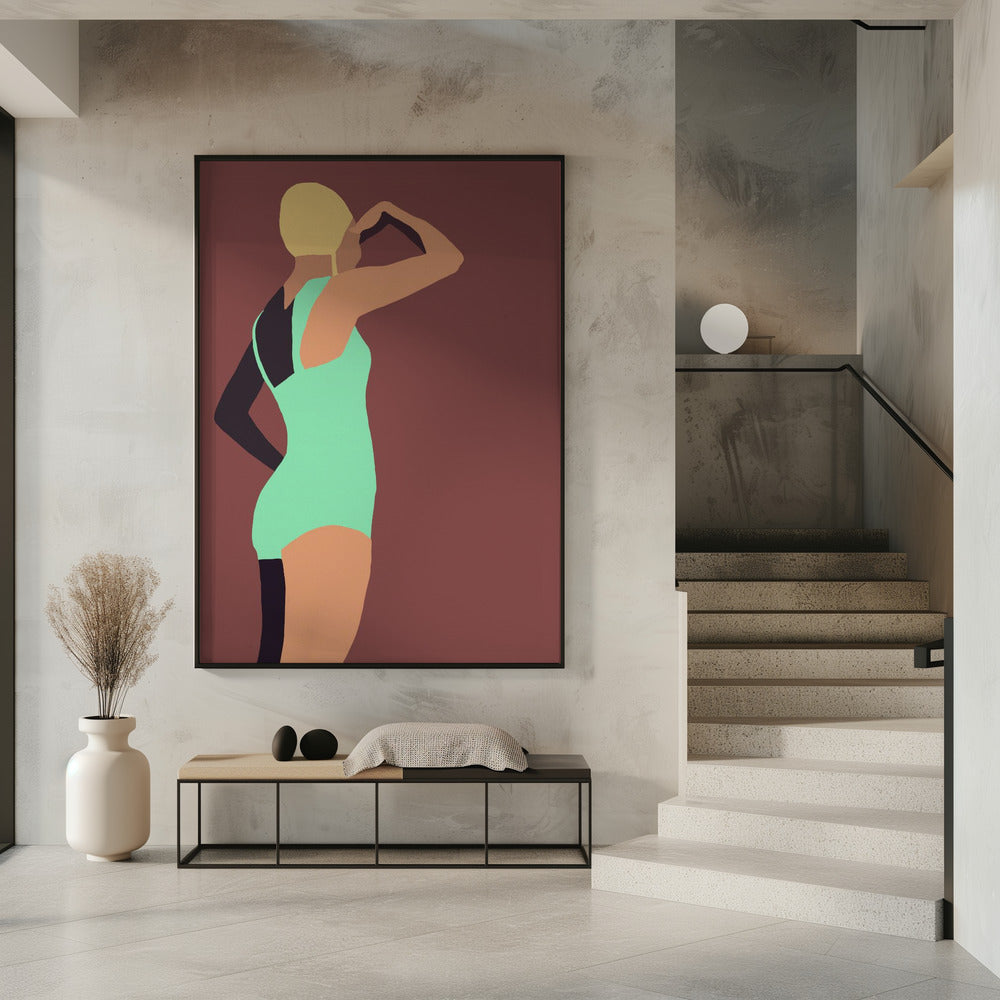 Vintage swimmer poster | Poster