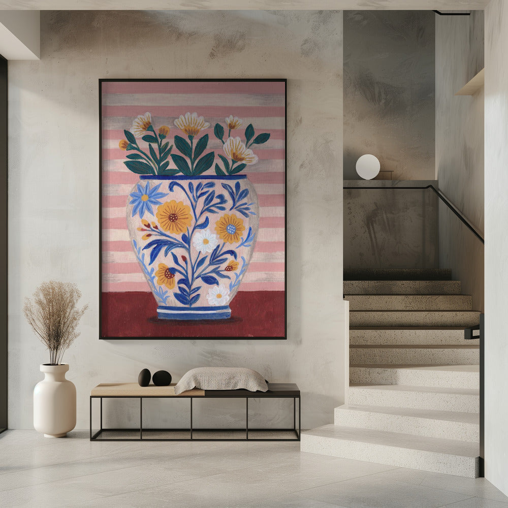 Potted Florals Pastels & Stripes | Poster