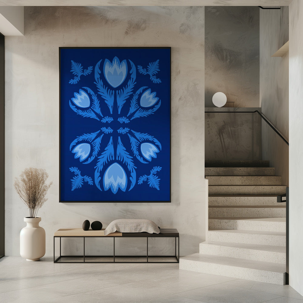 Grafische bloemen, lichtgevende tulpen | Poster