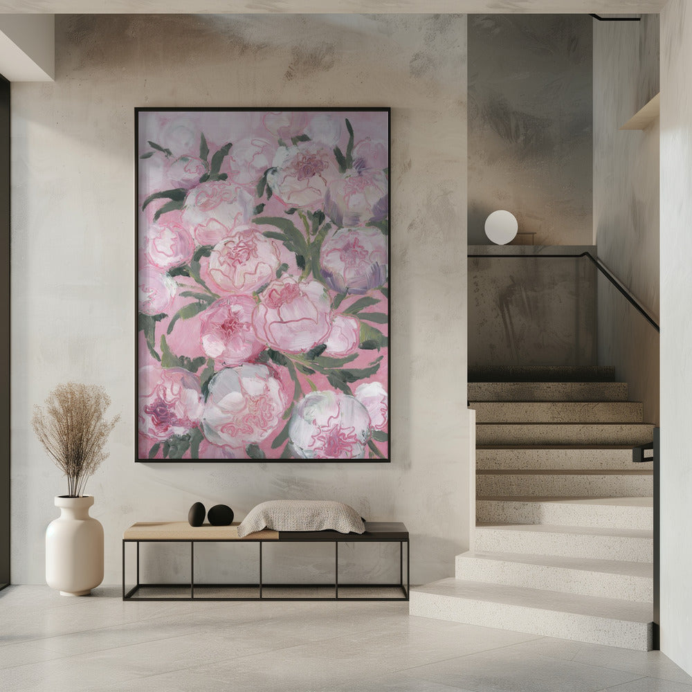 Bloemencompositie van roze pioenrozen | Poster