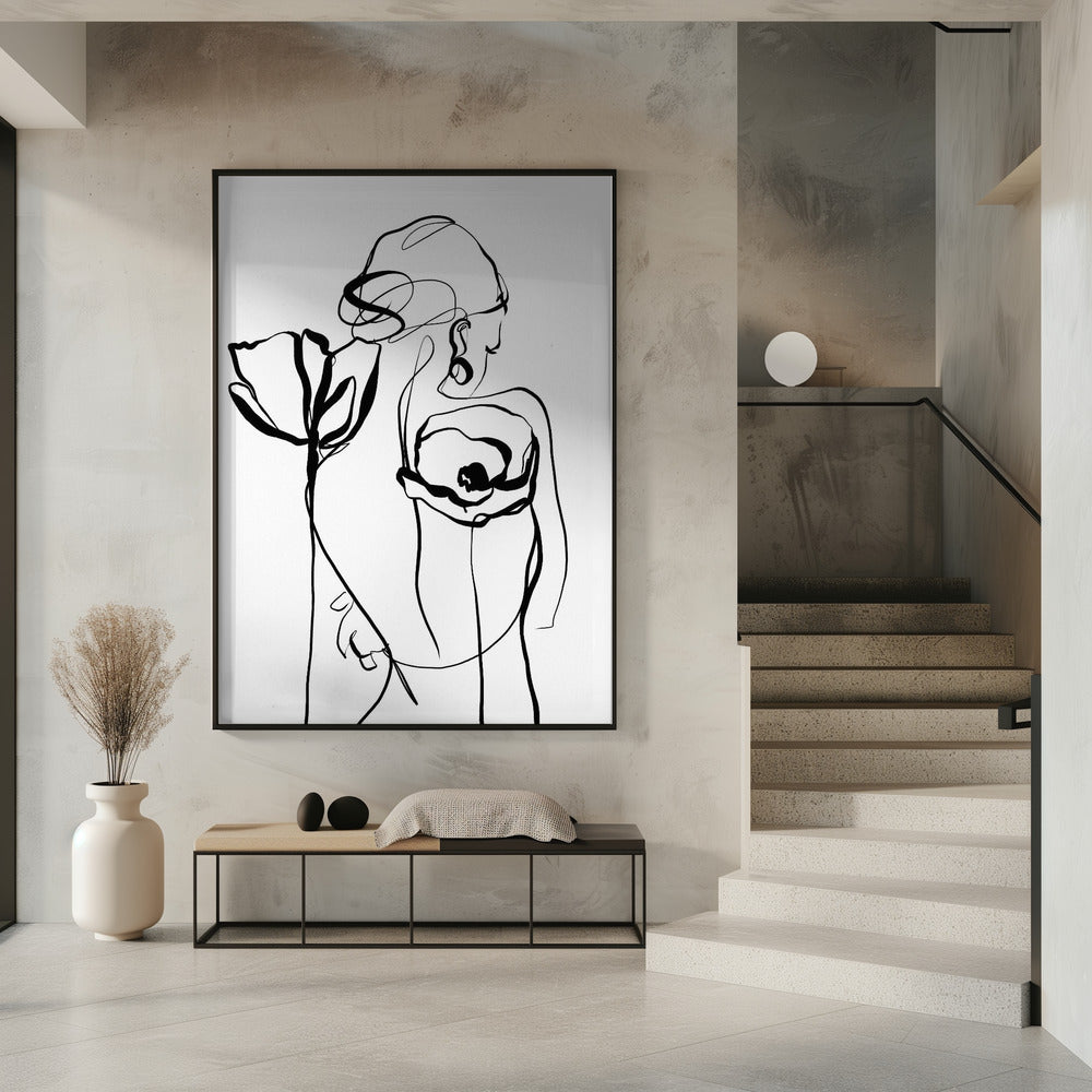 Naakt met klaprozen | Poster