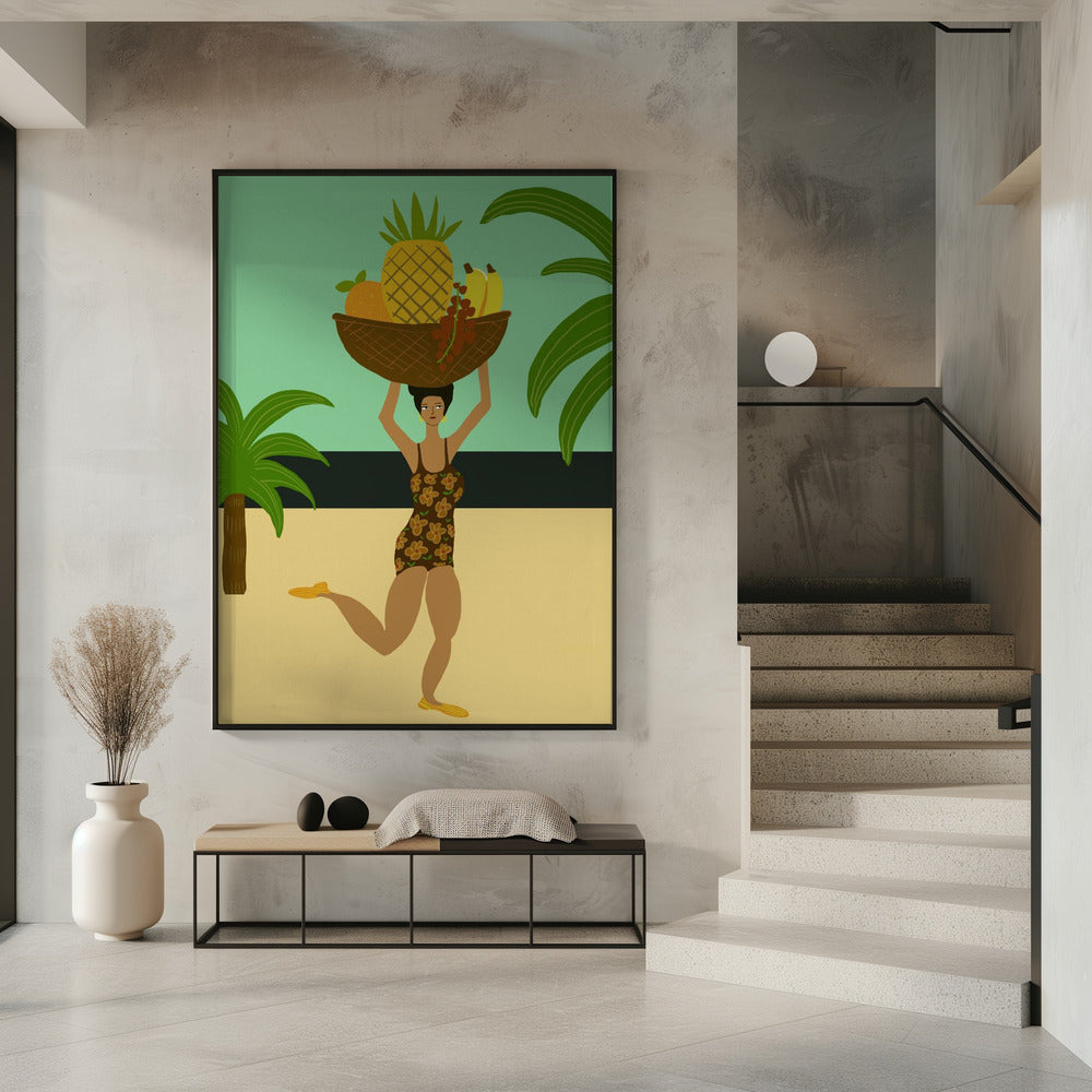 Tropisch fruit op het strand | Poster