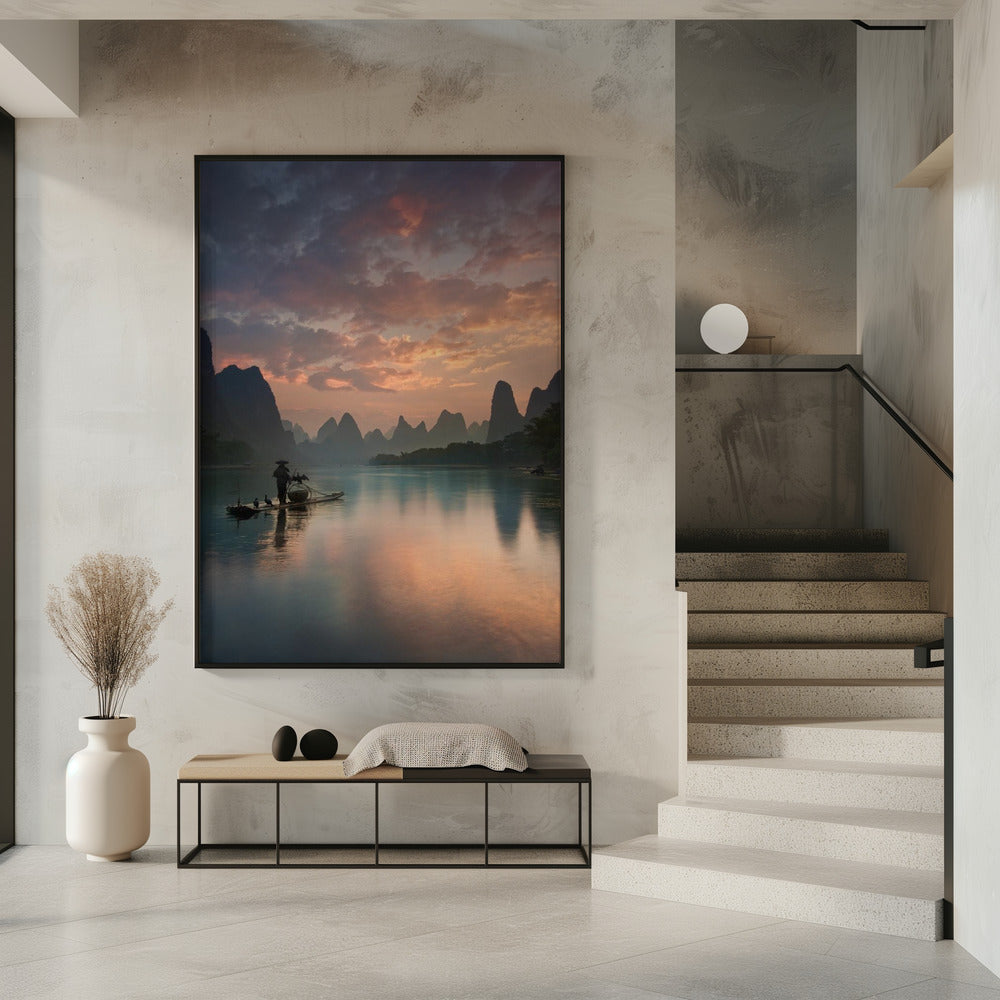 Zonsopgang bij de Li-rivier | Poster
