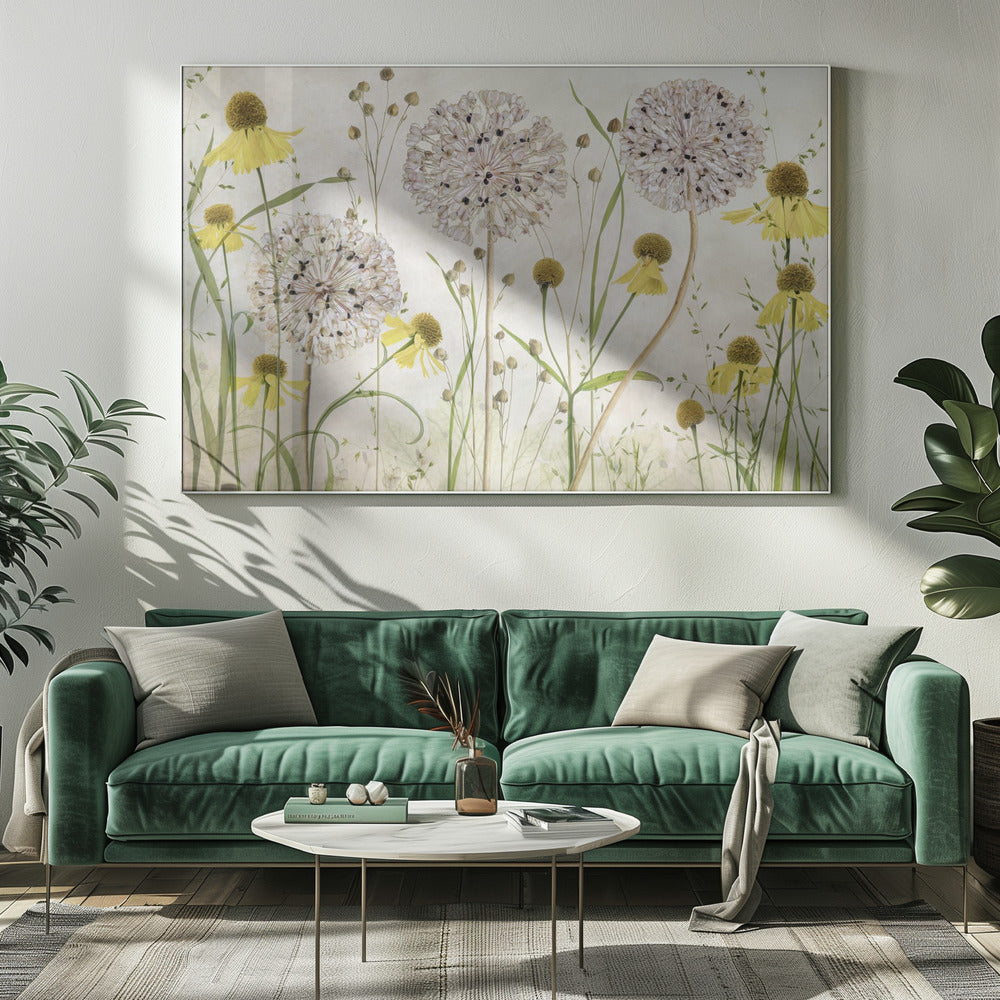Alliums en heleniums | Canvas