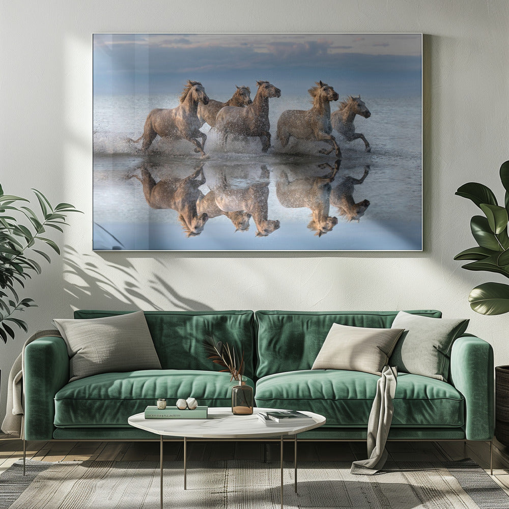 Paarden en reflectie | Canvas