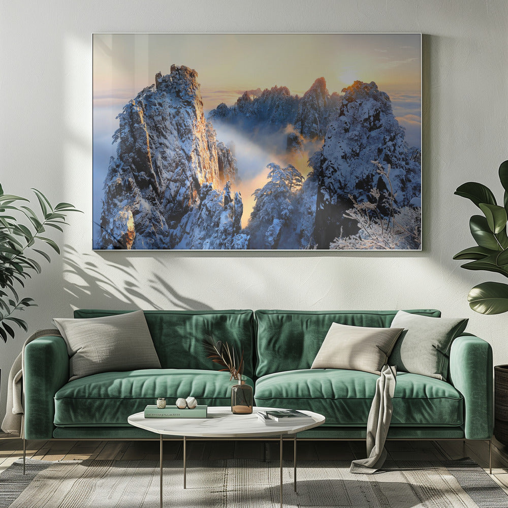 Zonsopgang op de berg Huang Shan | Canvas