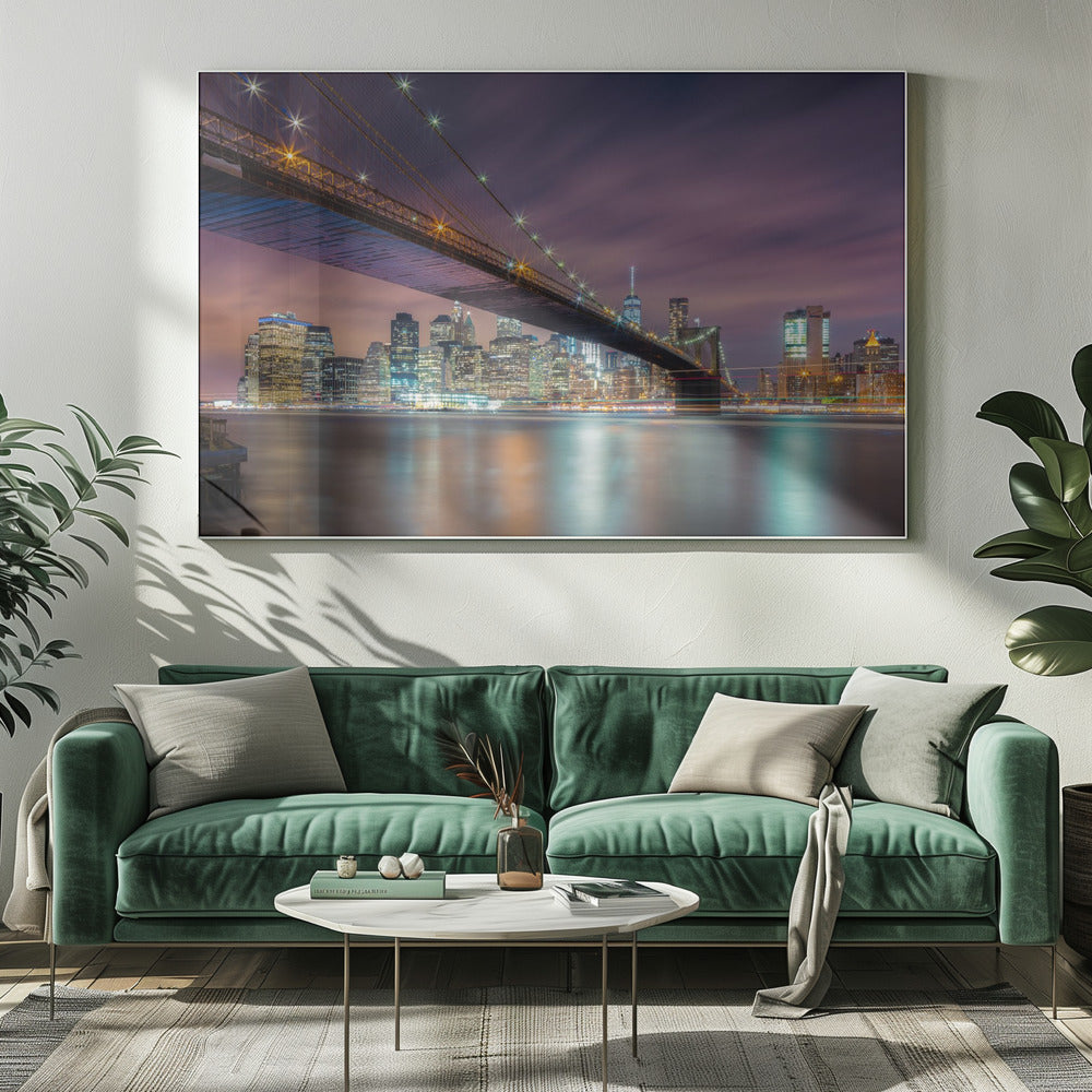 Brooklyn Bridge bij nacht | Canvas