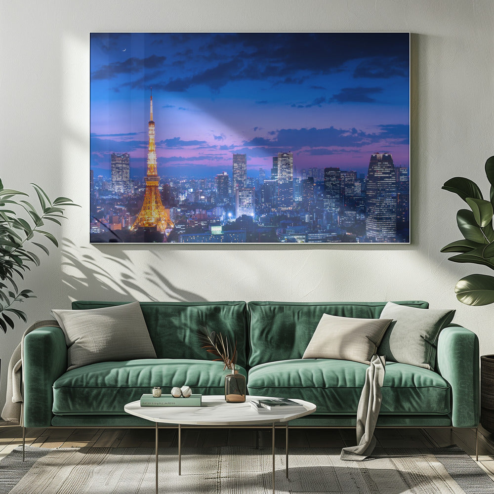 Nachtzicht van Tokio | Canvas