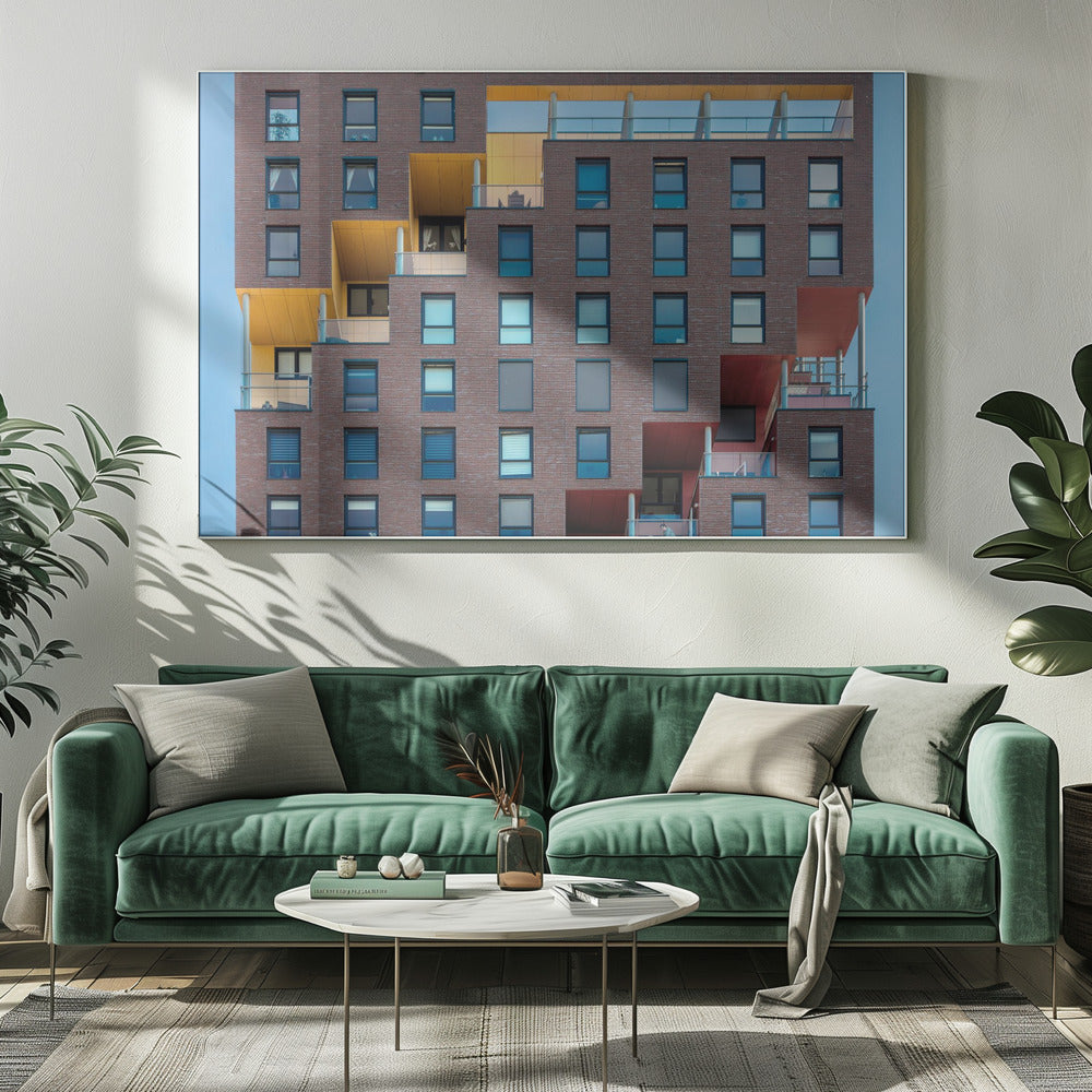 Geel-rood in de muur | Canvas