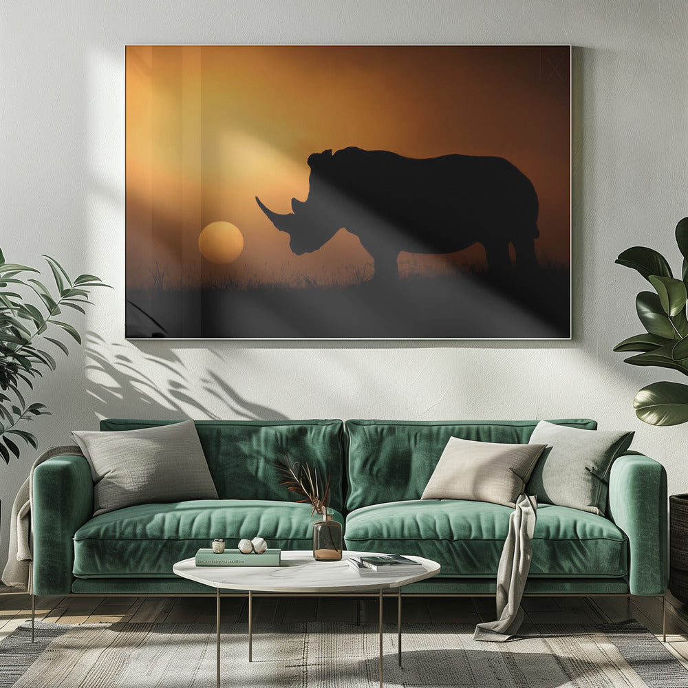 Neushoorn Zonsopgang | Canvas