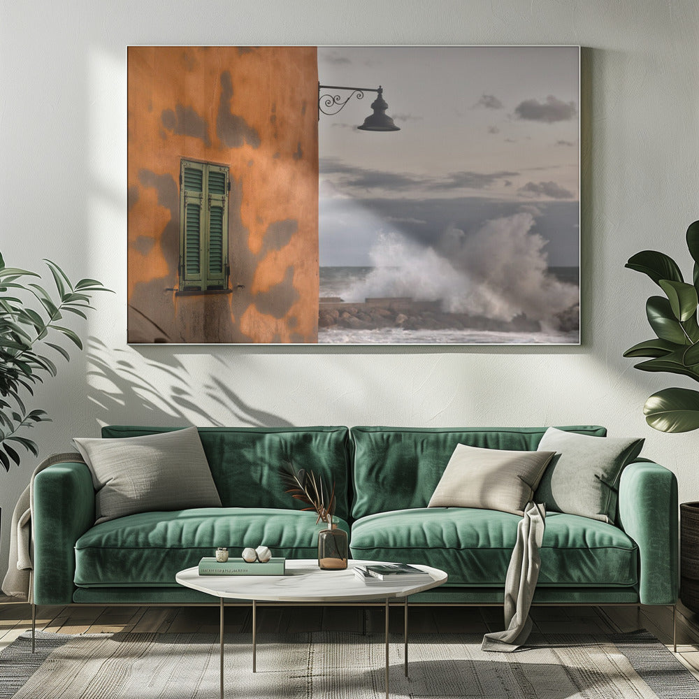De muur en de golf | Canvas