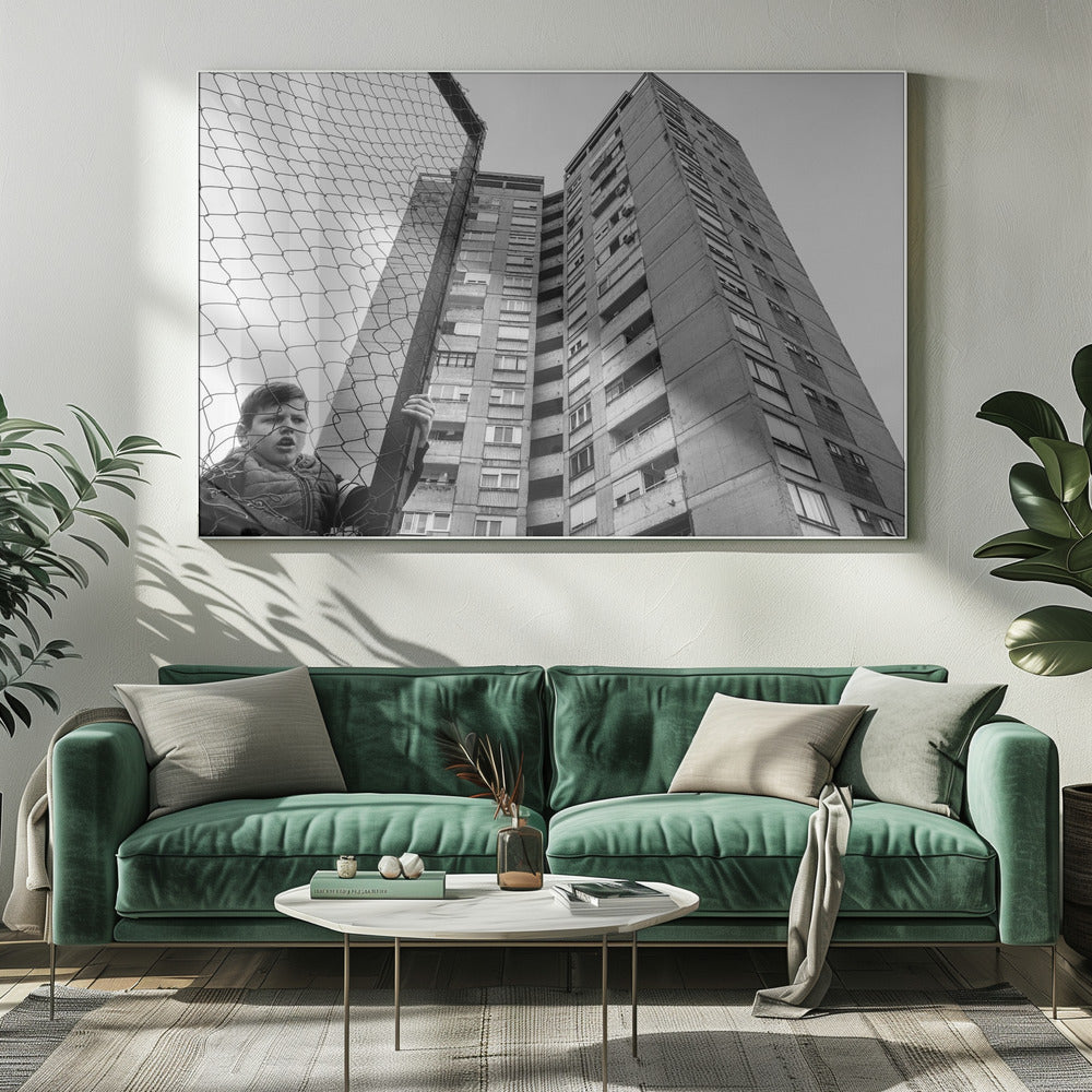 De jongen achter het hek | Canvas