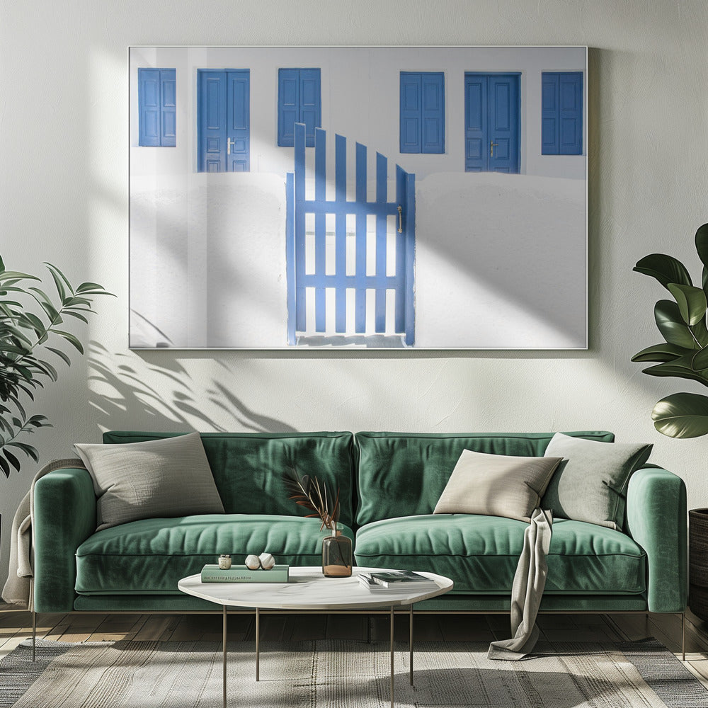 witkalk en blauwe verf | Canvas