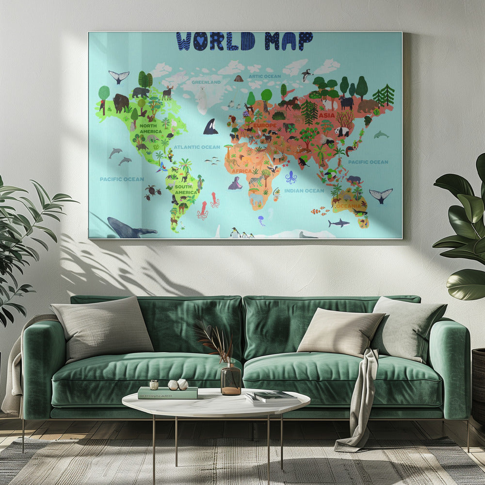 Wereldkaart voor kinderen | Canvas