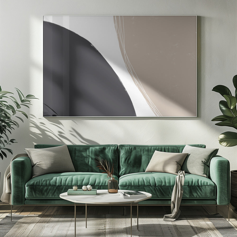 Zwarte en beige organische vormen | Canvas