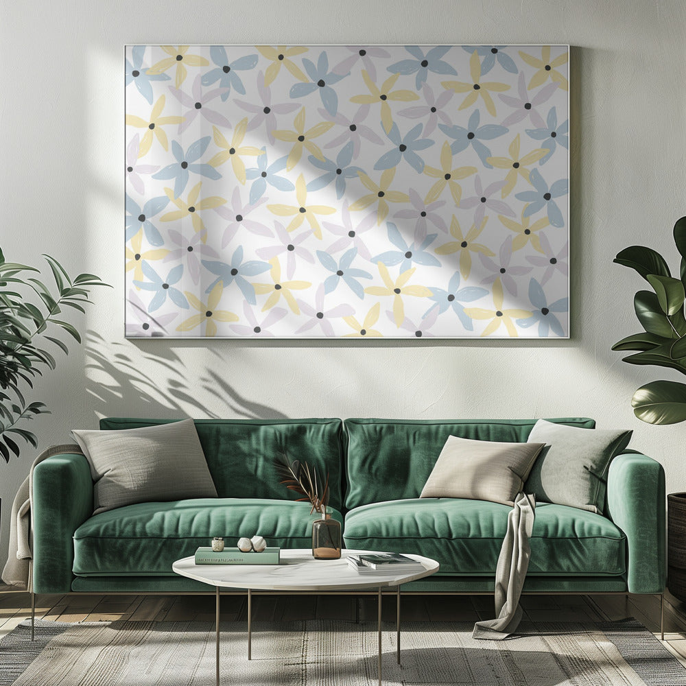 Kleurrijke speelse bloemen | Canvas
