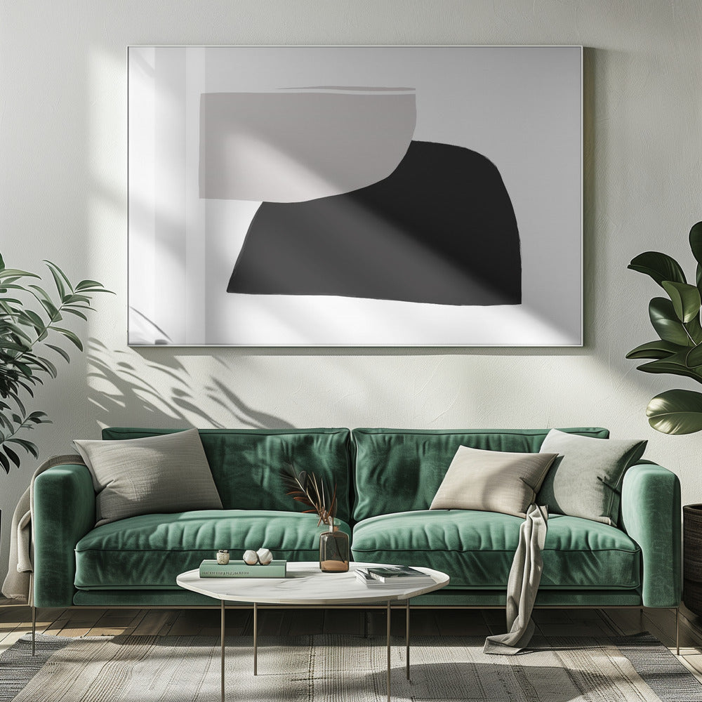 Monochrome organische vormen | Canvas