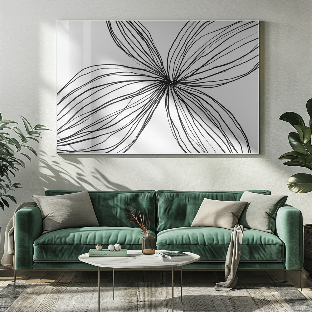Elegante zwart-witte bloemblaadjes | Canvas