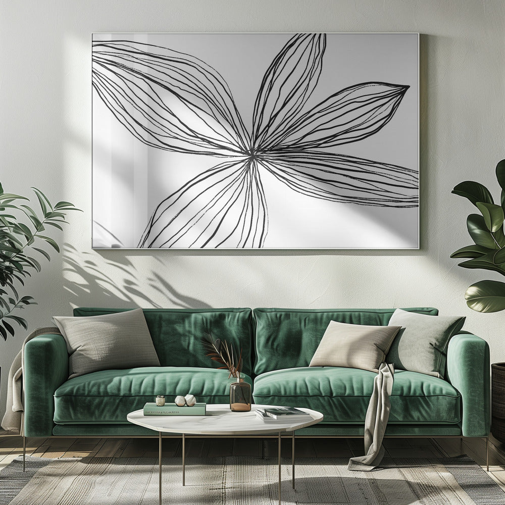 Minimalistische zwart-witte bloemblaadjes | Canvas