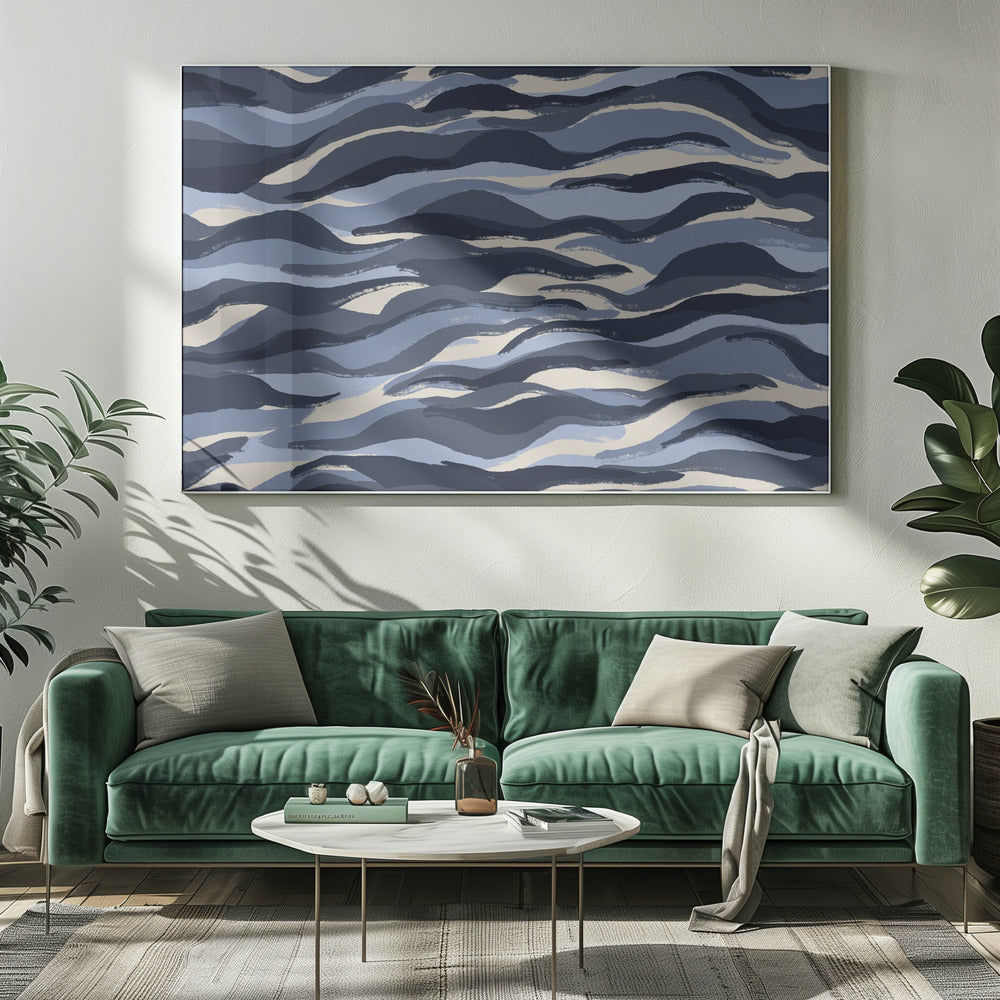 Golven van indigo | Canvas