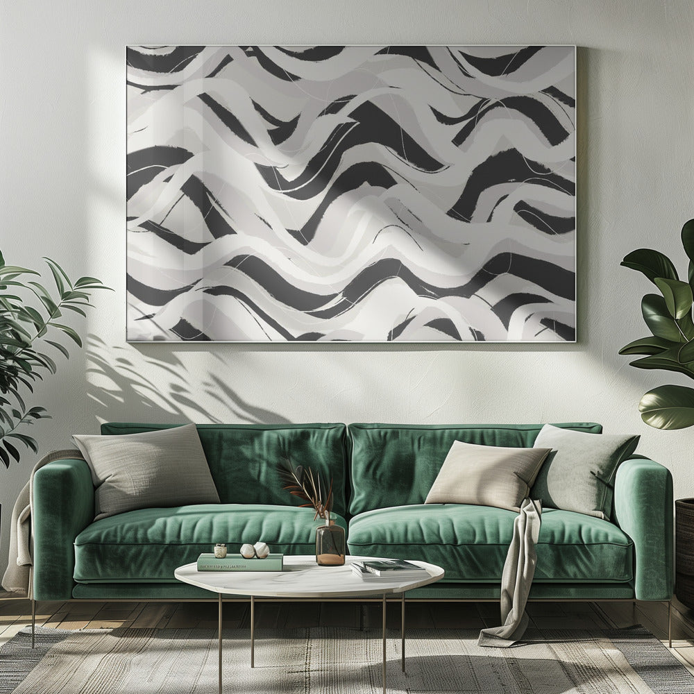 Monochrome golven | Canvas