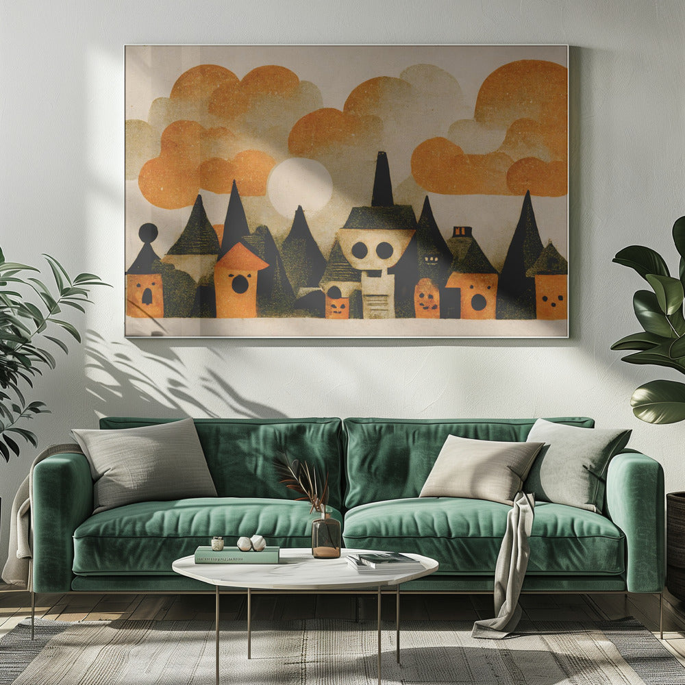 Spookachtig dorpsgezicht | Canvas