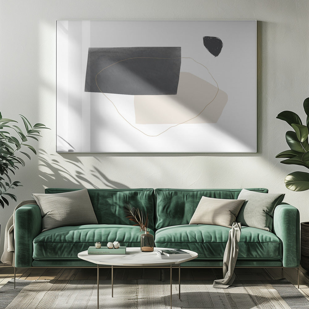 Geometrische vormen in zwart, grijs en beige | Canvas
