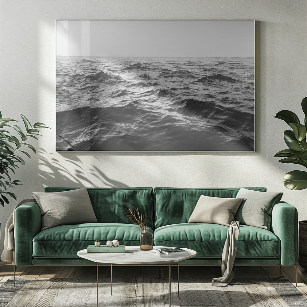 Golvende Horizon Zwart-wit | Canvas