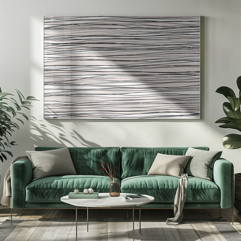 Zwart op beige lijnen | Canvas