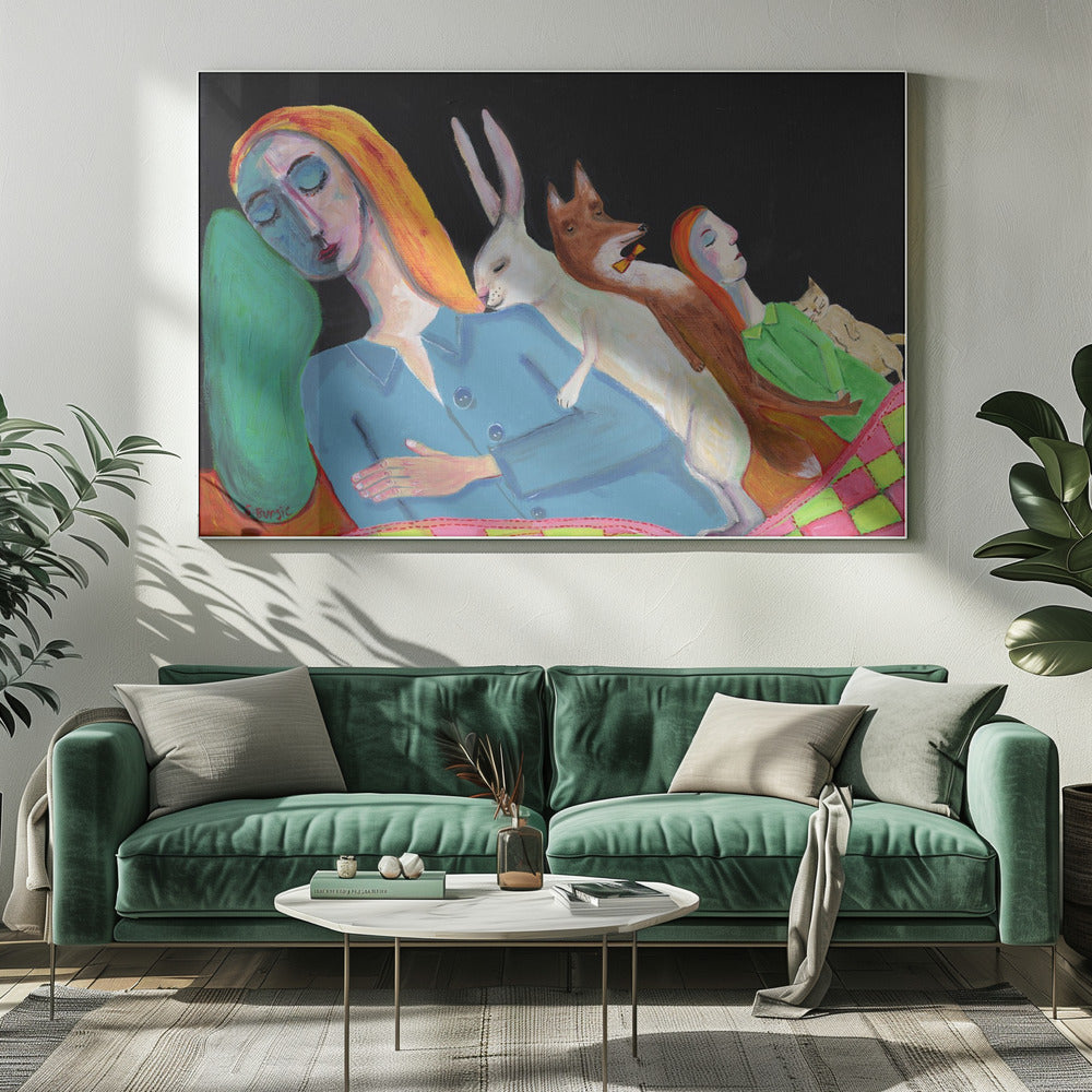 Vijf in bed | Canvas
