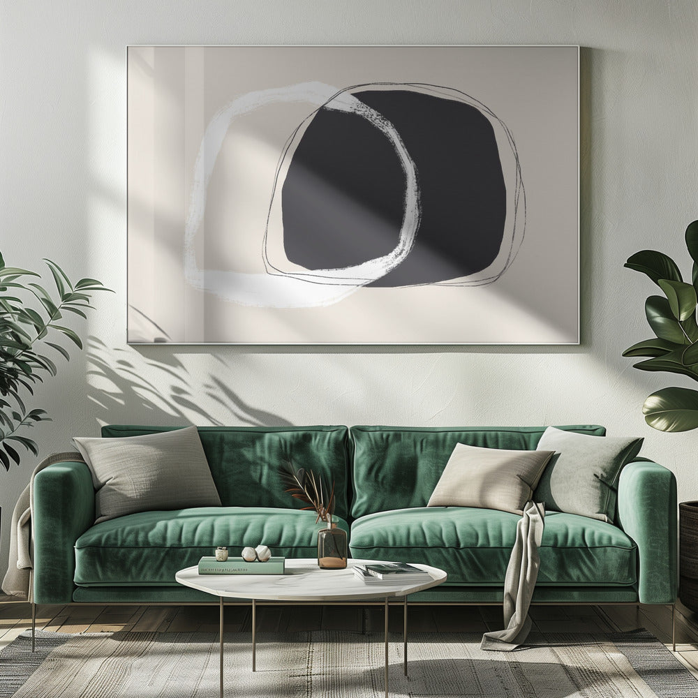 Overlapping Black And White Irregular Shapes | Canvas