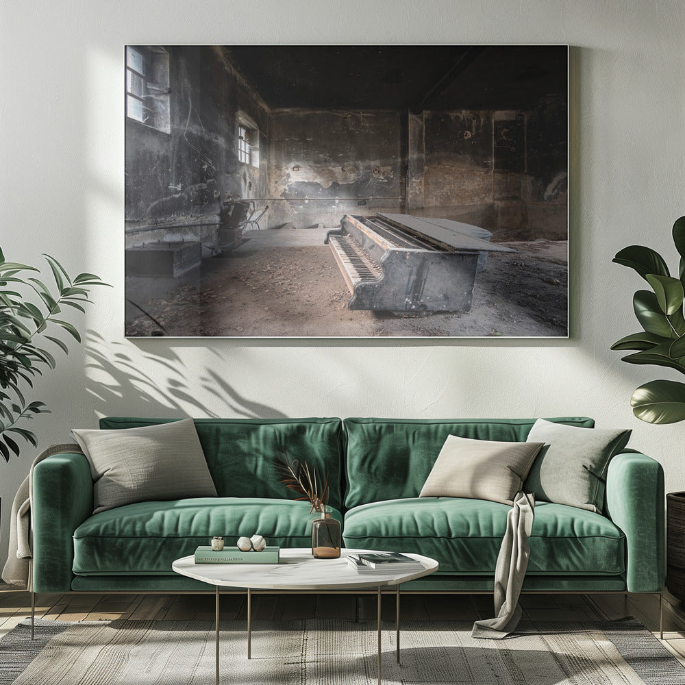 Piano in verbrande garage | Canvas