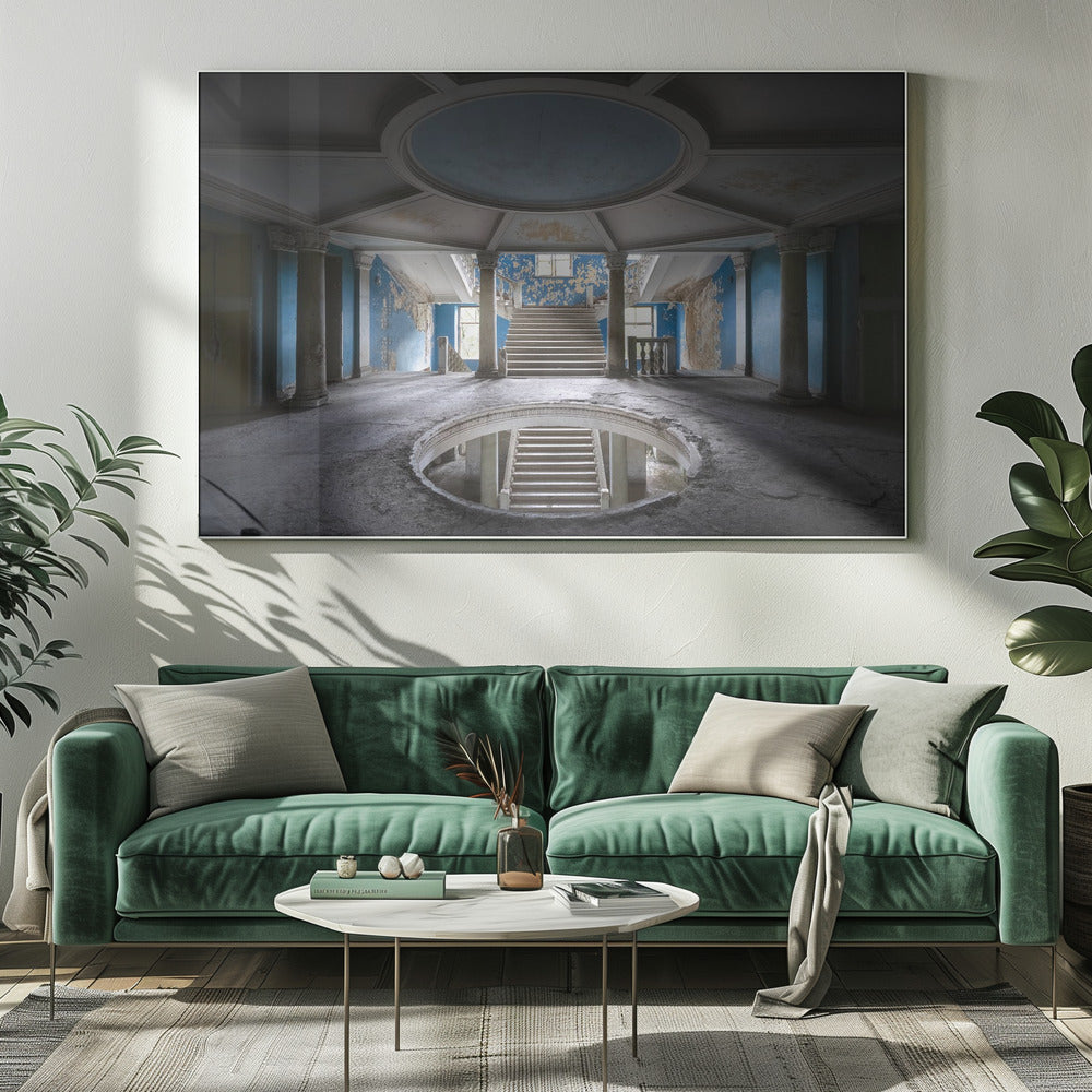 Donkerblauwe trap | Canvas