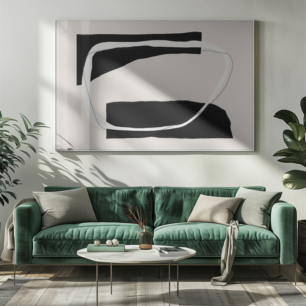 Monochrome stroom | Canvas