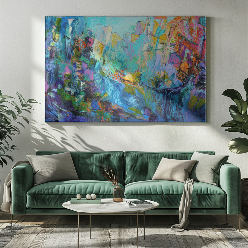 Lichtgevende bloemblaadjescascade | Canvas