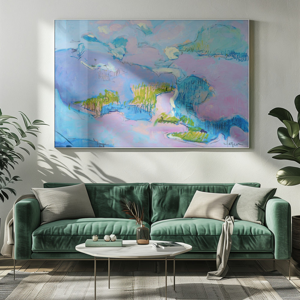 Abstract roze landschap | Canvas
